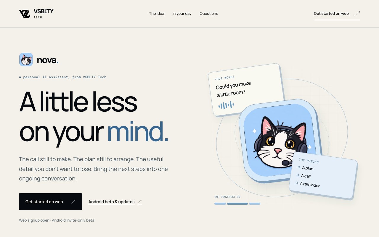 Preview of Nova’s product page