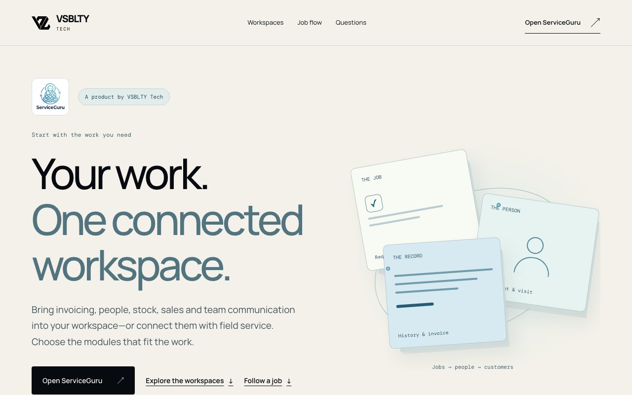 Preview of ServiceGuru’s product page
